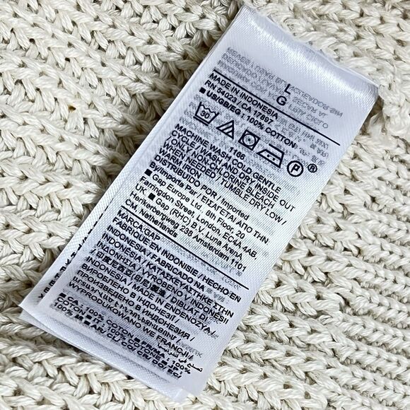 Gap Crewneck Sweater Shaker-Stitch Cotton Drop Shoulders Chino Beige Sz L NEW - Picture 9 of 11